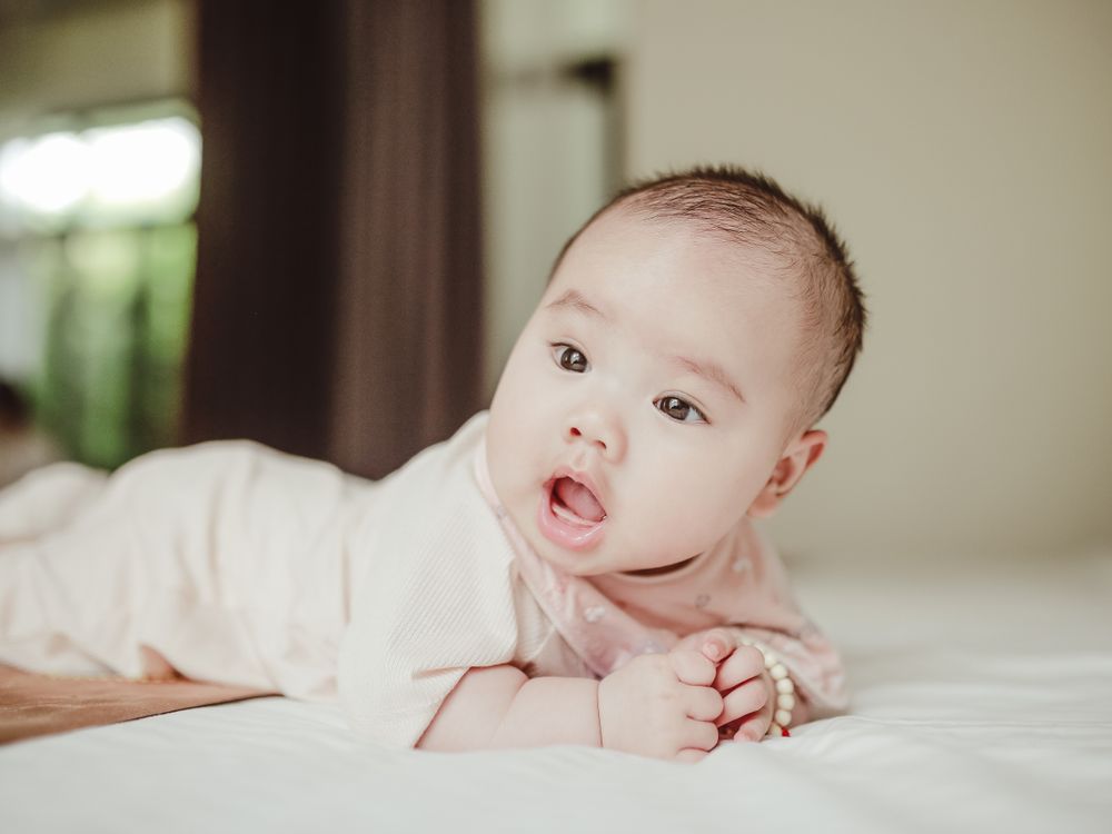Tummy time on a blanket