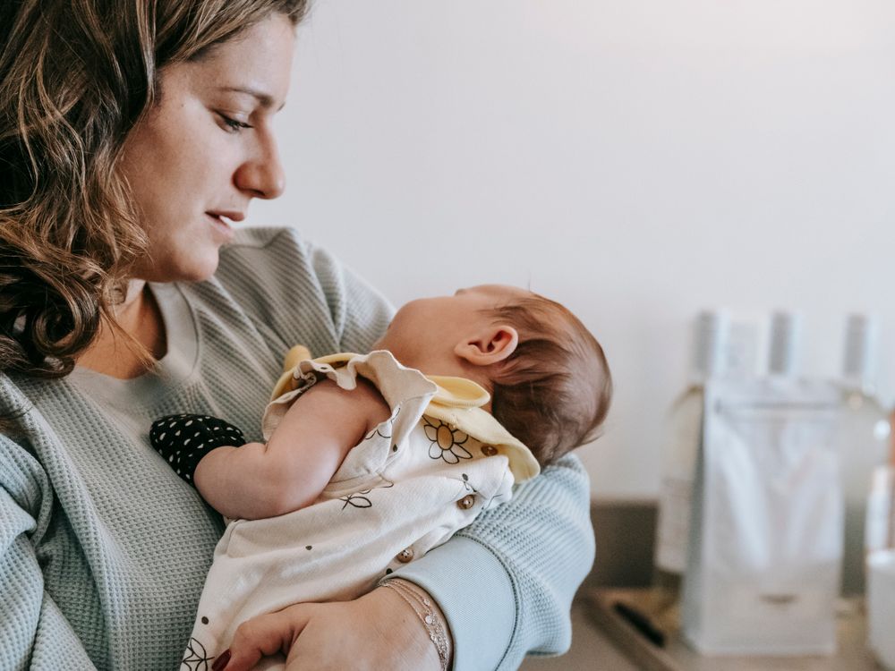 In the parent's arms