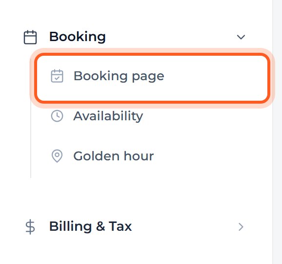 Press Booking, then Booking page.