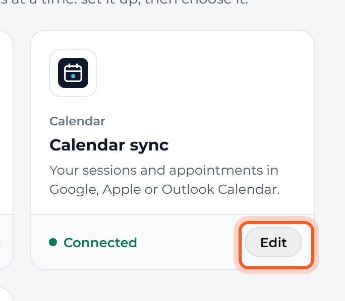 Press Edit on the Calendar sync card.