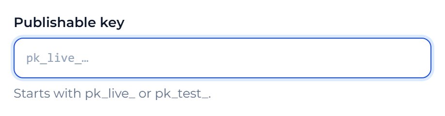 In Stripe, open the API keys page and copy the Publishable key. Paste it into Publishable key in Mankai.