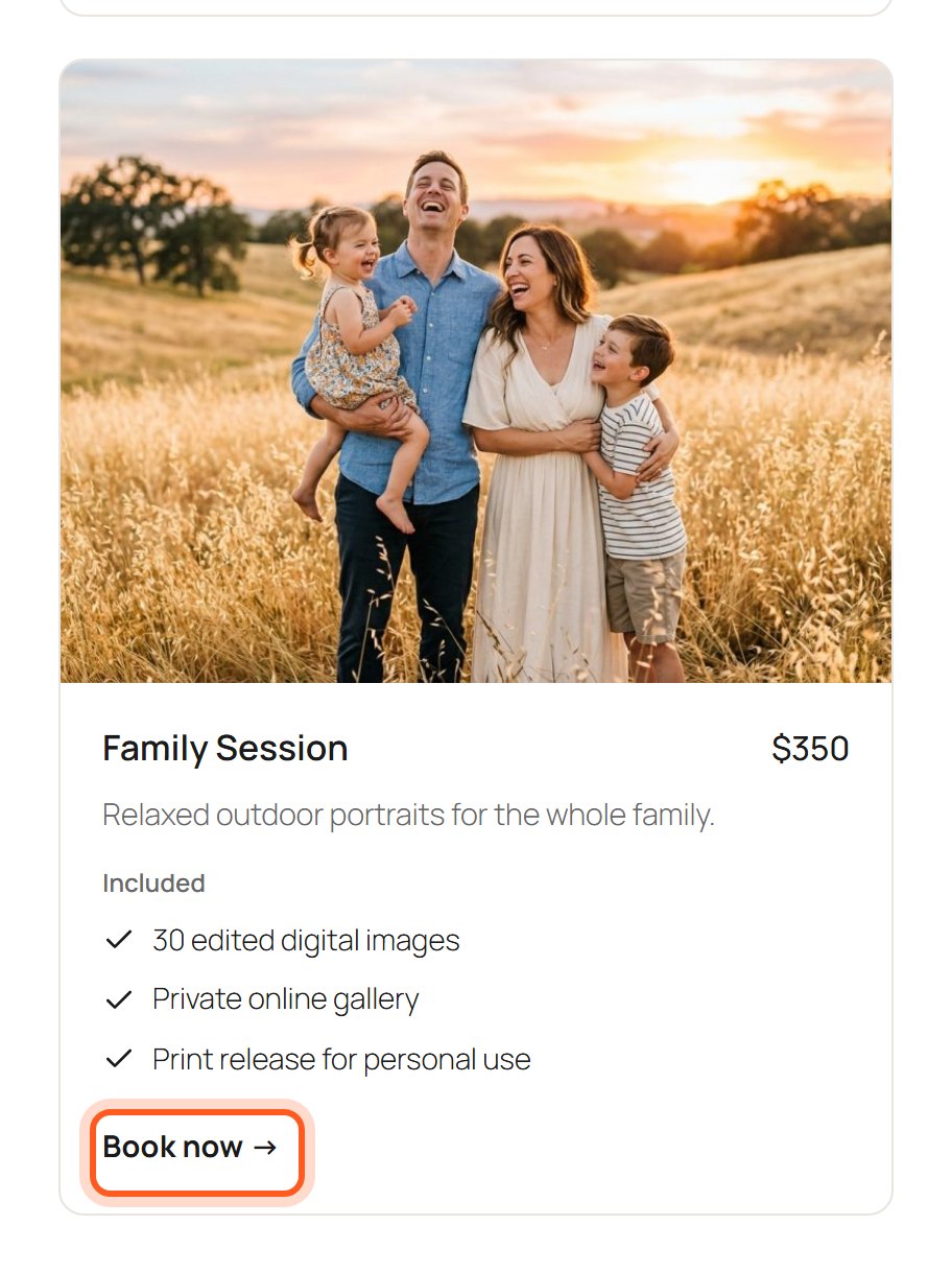 On your booking page, press Book now on a session.