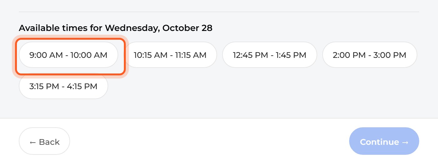 Press a day, then press a time.