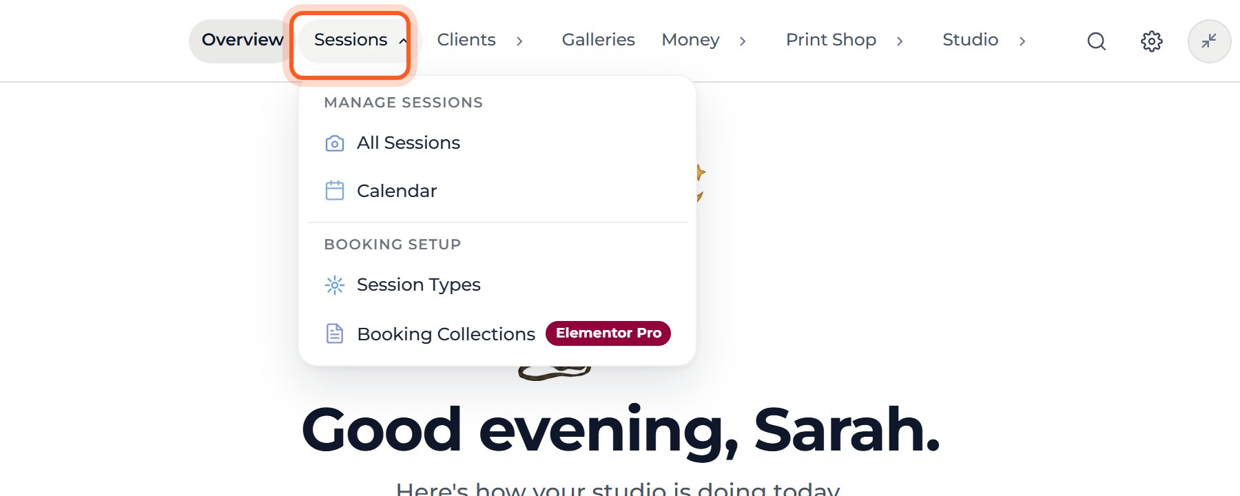 Move your mouse over Sessions in the top bar.