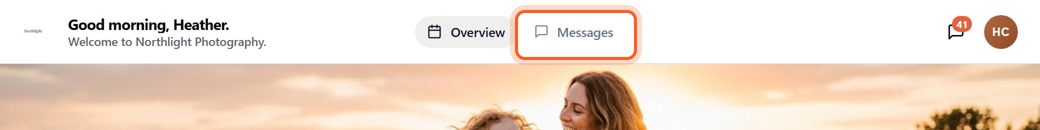 Back on Overview, press Messages at the top.