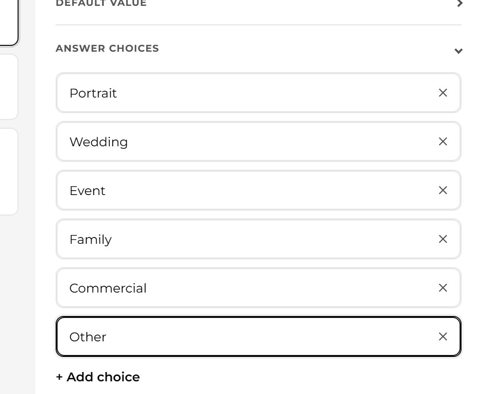 Press Answer choices to see the list of sessions visitors can pick.