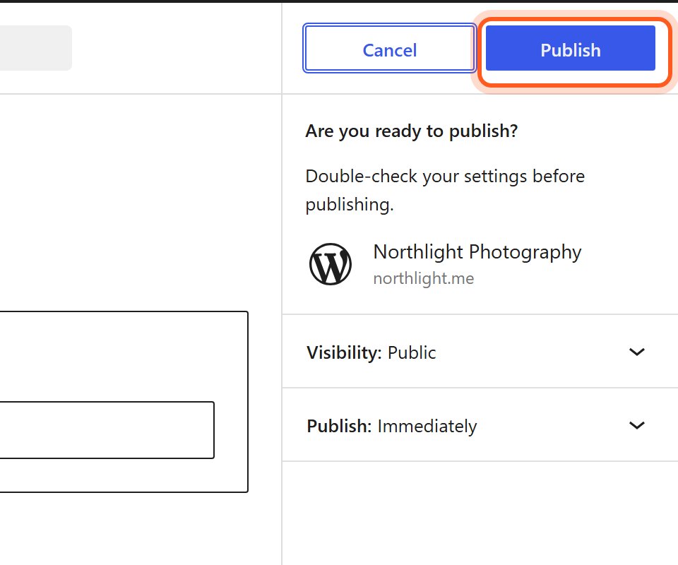 Press Publish at the top right, then press Publish again in the panel that opens.