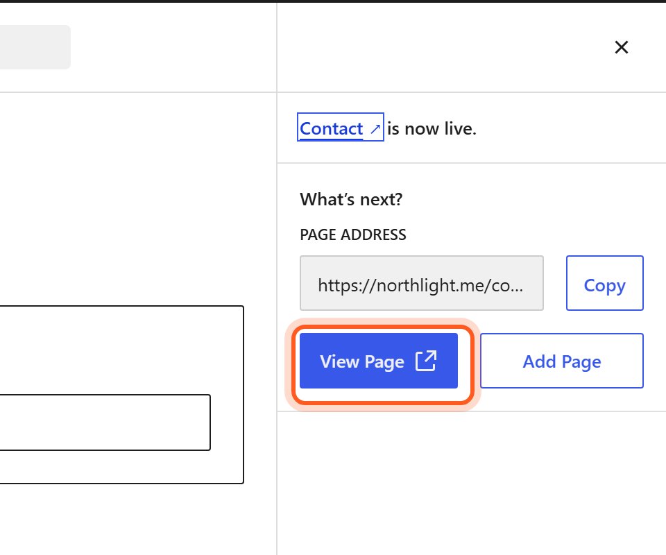 Press View Page to open your new page.