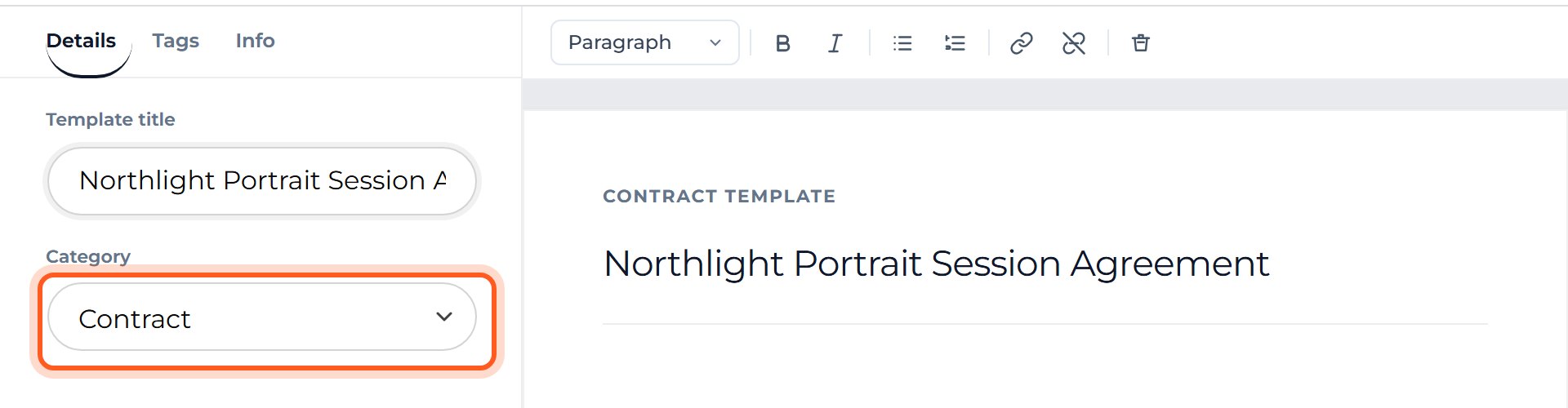 Open Category and choose Contract.