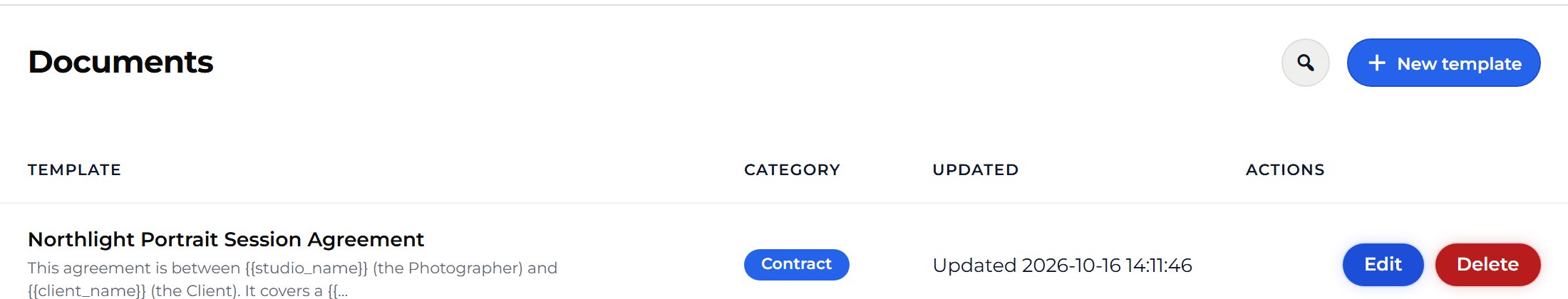 Look at the Documents list. Your agreement is there with a Contract label.