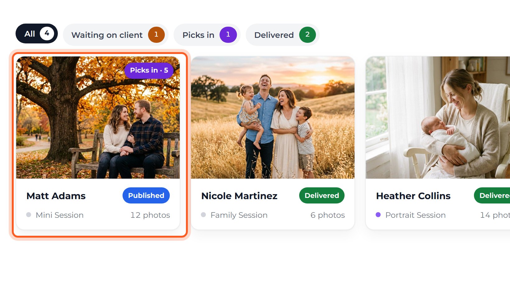 Press the gallery your client has picked from.