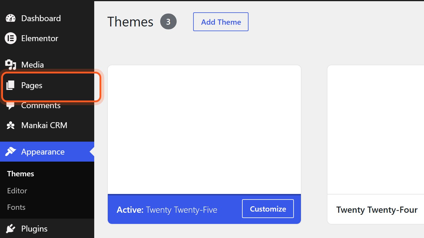 Press Pages in the WordPress menu.