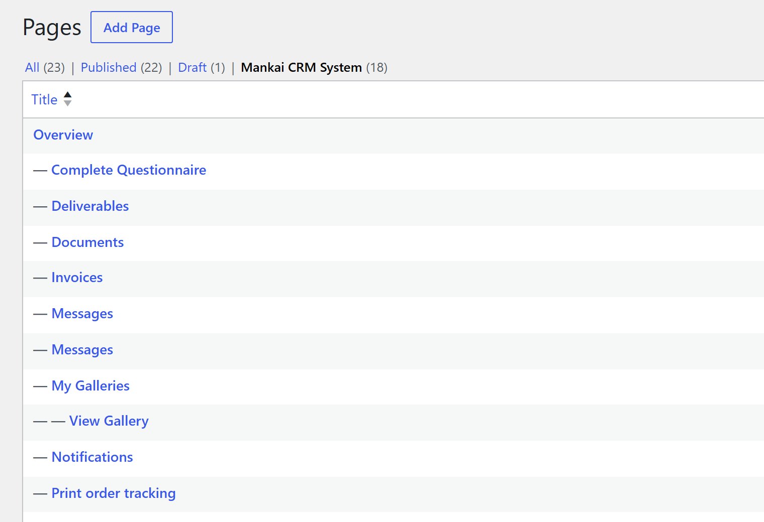 These are the pages your clients use. Leave them as they are; Mankai keeps them up to date.