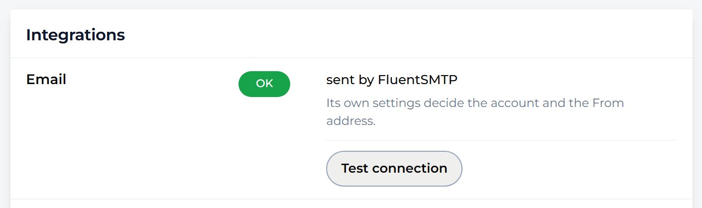 In Integrations, find Email. It should say sent by FluentSMTP.
