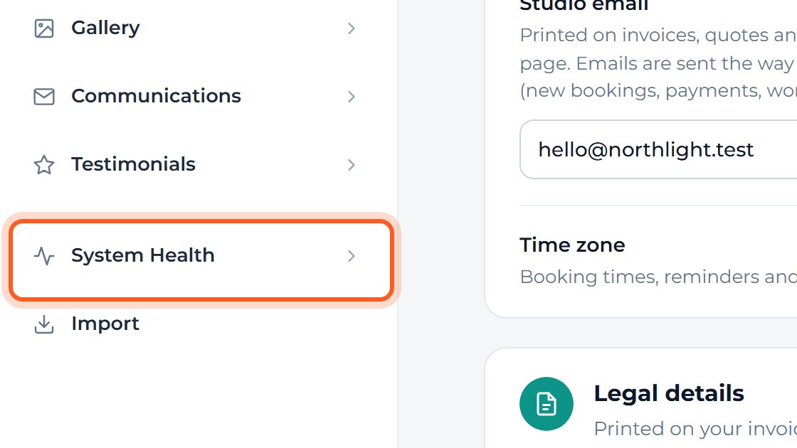 In the list on the left, press System Health.