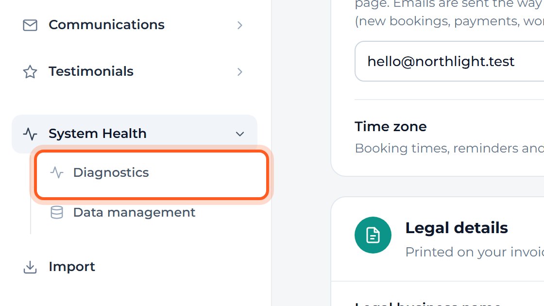 Press Diagnostics.