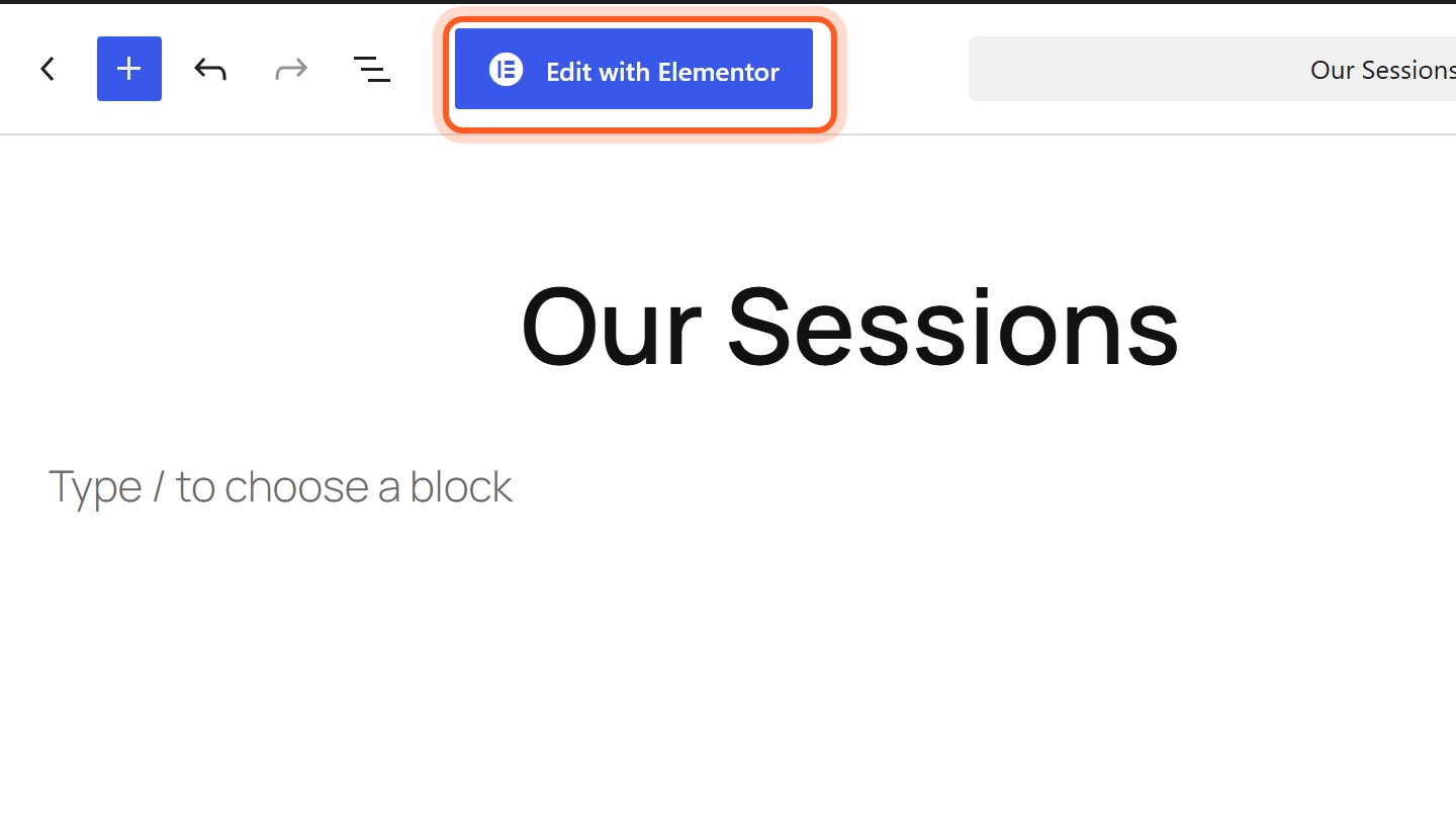 Press Edit with Elementor at the top.