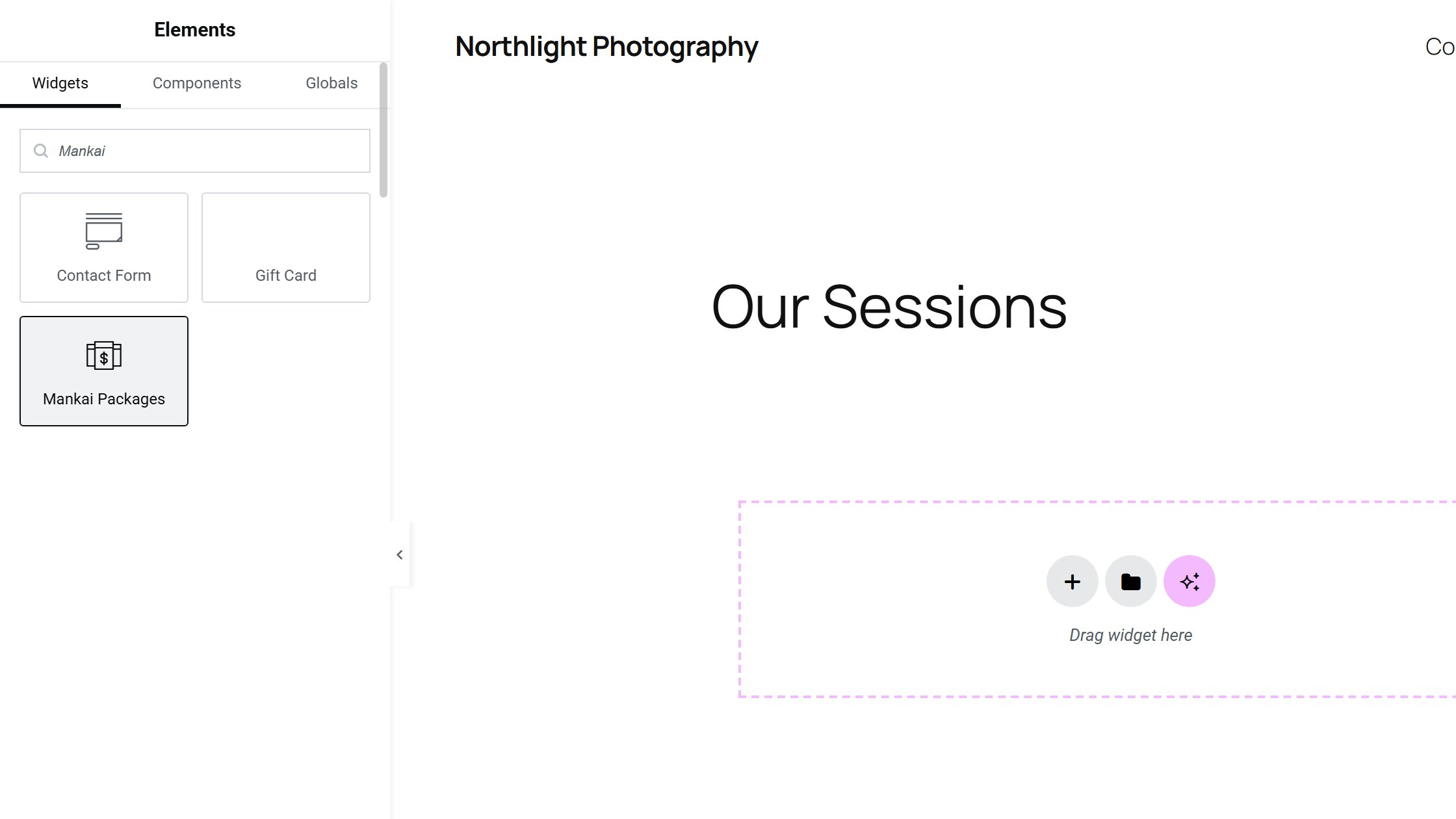 Drag Mankai Packages onto the dotted area on the page.