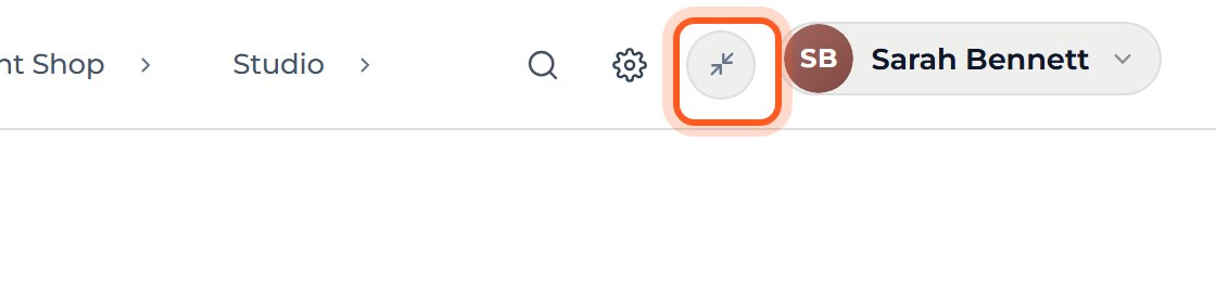 Press the small arrows button next to the gear. It shows the WordPress menu.