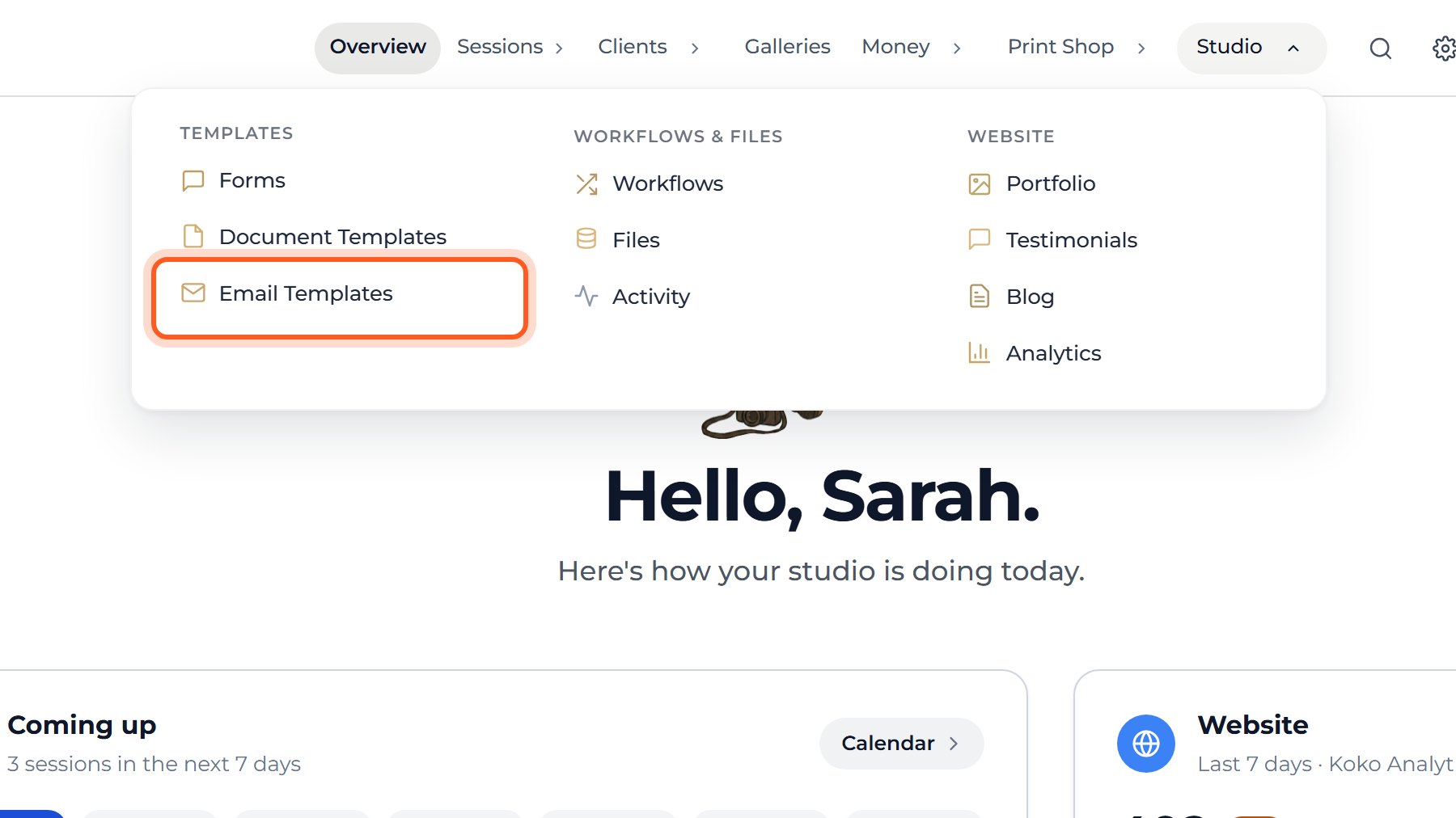 Choose Email Templates.