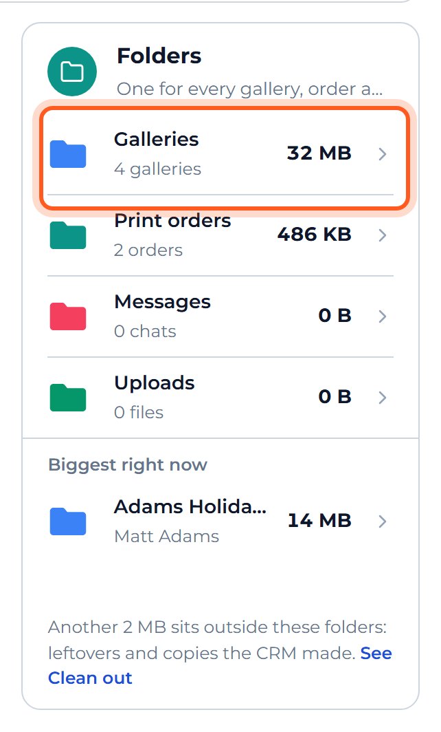Under Folders, press Galleries.