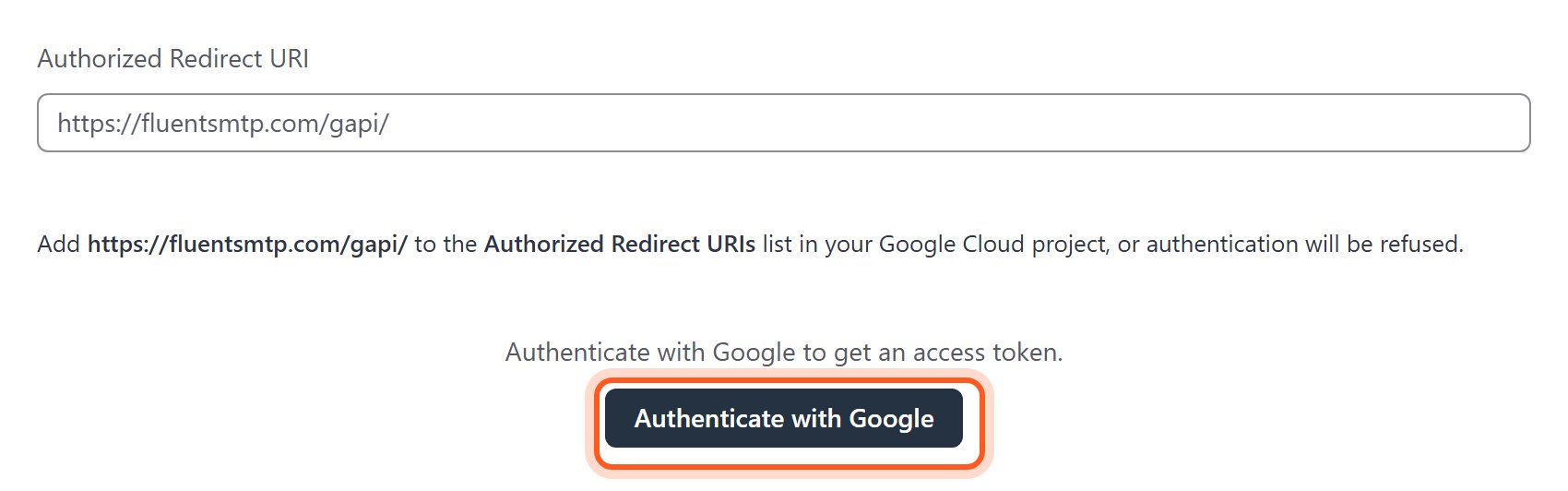 Press Authenticate with Google. A Google page opens.