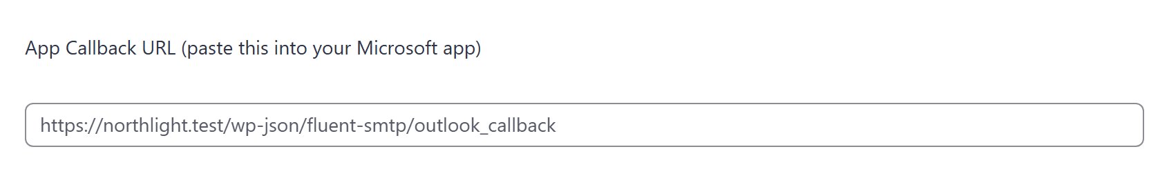 Find App Callback URL and copy it. You give it to Microsoft in the next step.