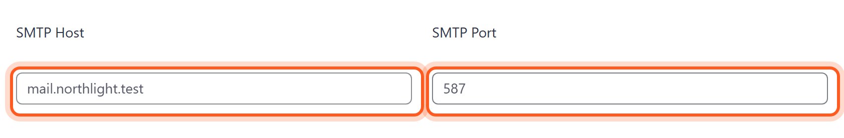 In SMTP Host, type your host's mail server, such as mail.northlight.test. In SMTP Port, type 587.