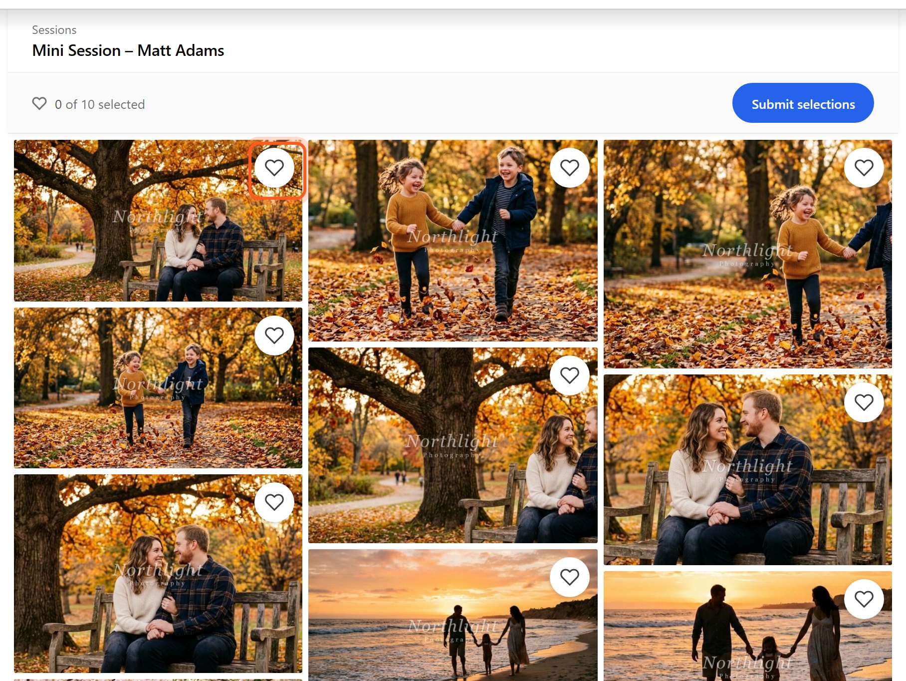 They press the heart on each photo they like.