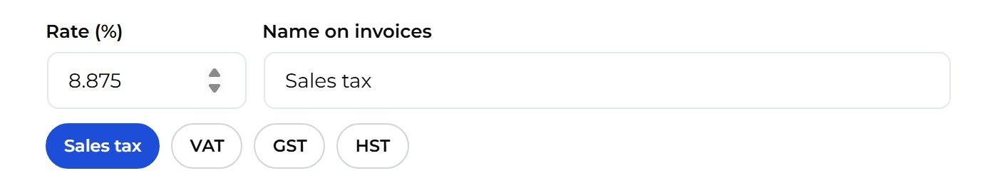 Type your tax rate in Rate (%). Northlight is in New York City, so it types 8.875.