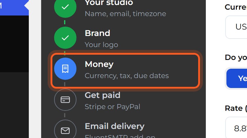 Money is marked in the list on the left.