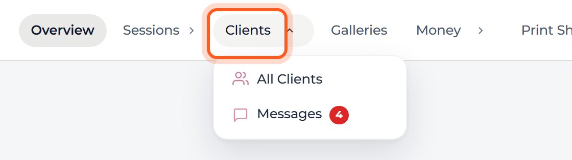 Press Clients in the top bar.