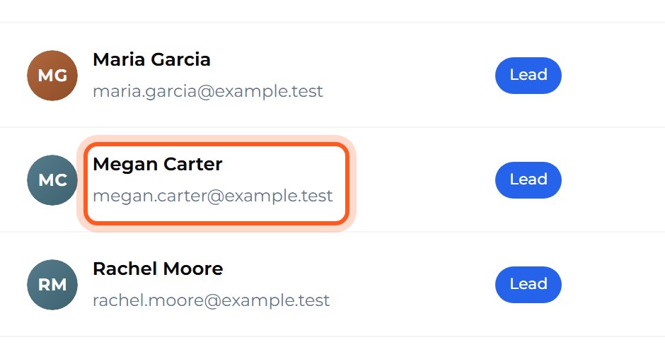 Press a name, such as Megan Carter.