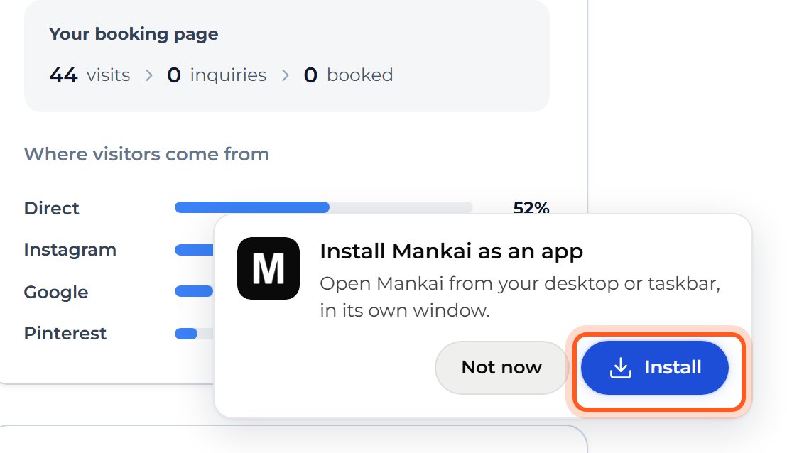 Wait a few seconds. A card appears at the bottom right. Press Install, then press Install again when your browser asks.