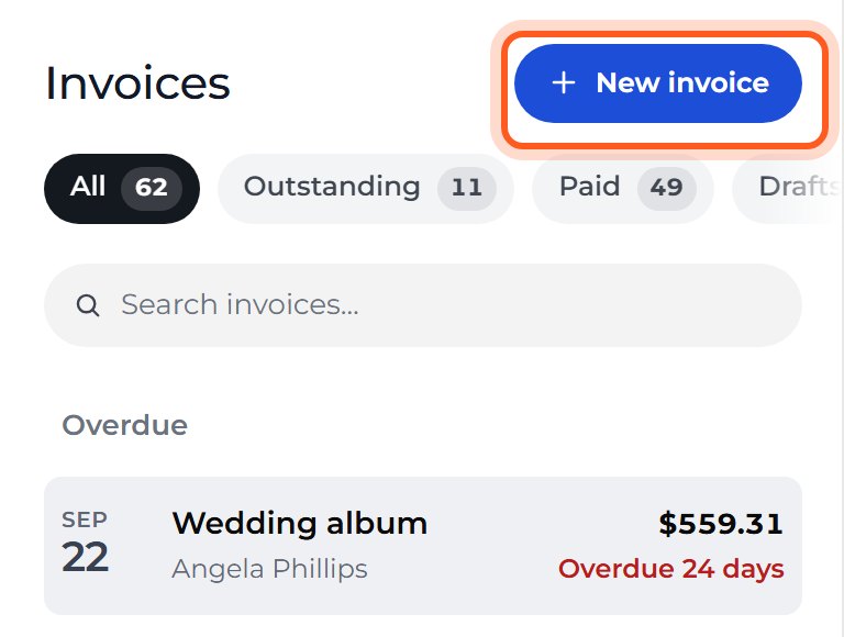 Press New invoice at the top of the list.