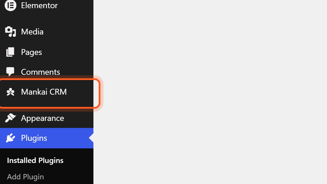 Press Mankai CRM in the WordPress menu.