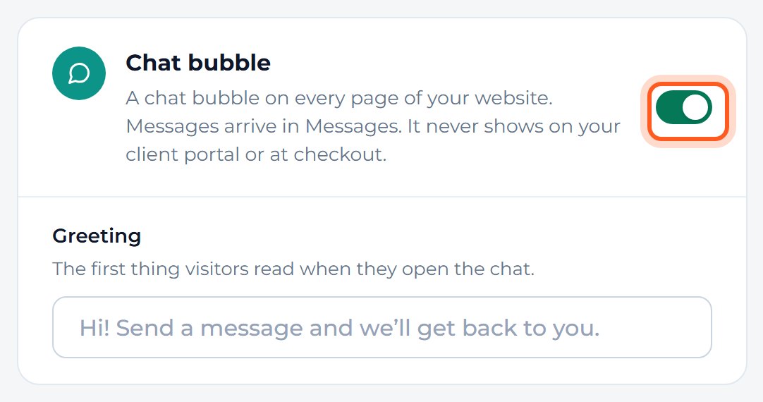 Check that the Chat bubble switch is on.