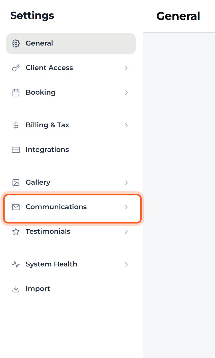 Press Communications in the Settings list.