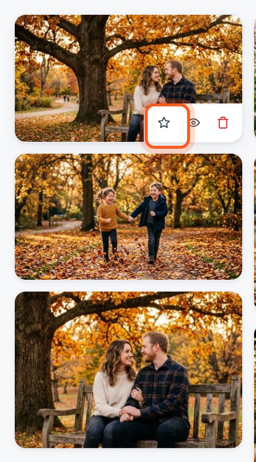 Point at the photo you want as the cover and press its star.