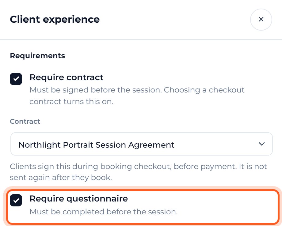Tick Require questionnaire, then press Done.