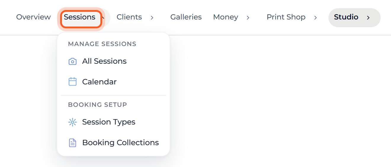 Move your mouse over Sessions in the top bar.