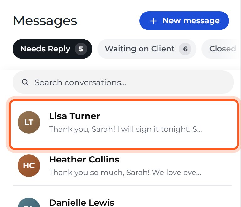 The conversation moves to Needs Reply. Press that tab, then the conversation.