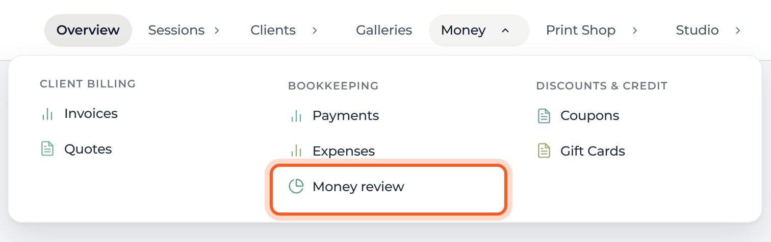 Choose Money review under Bookkeeping.