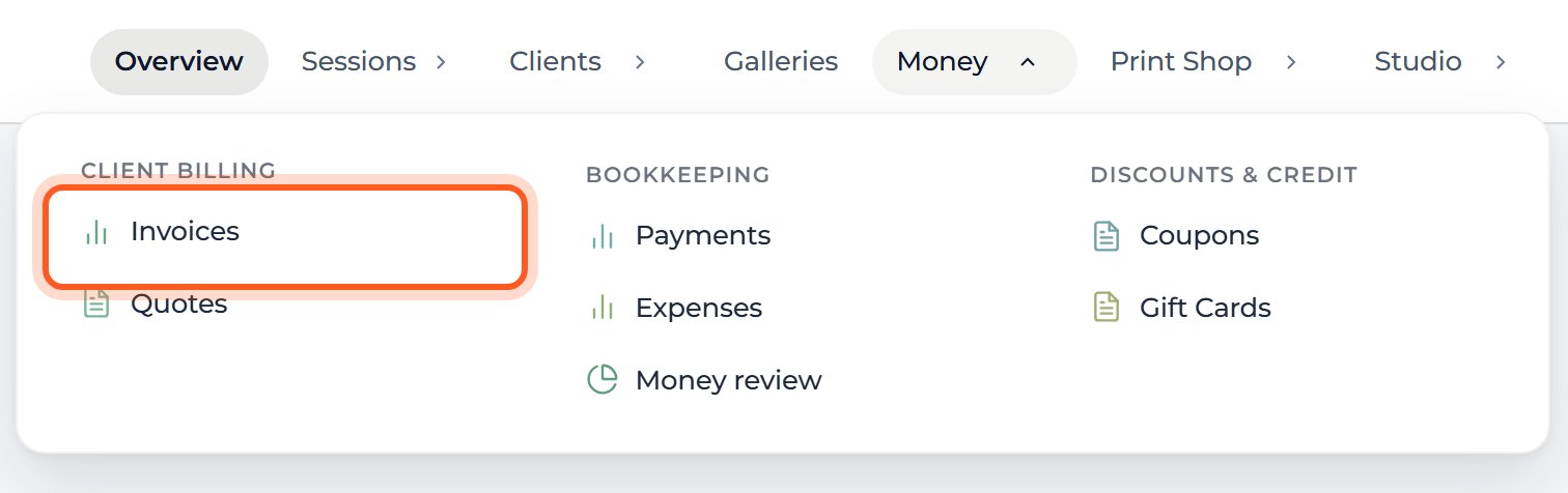 Choose Invoices under Client billing.
