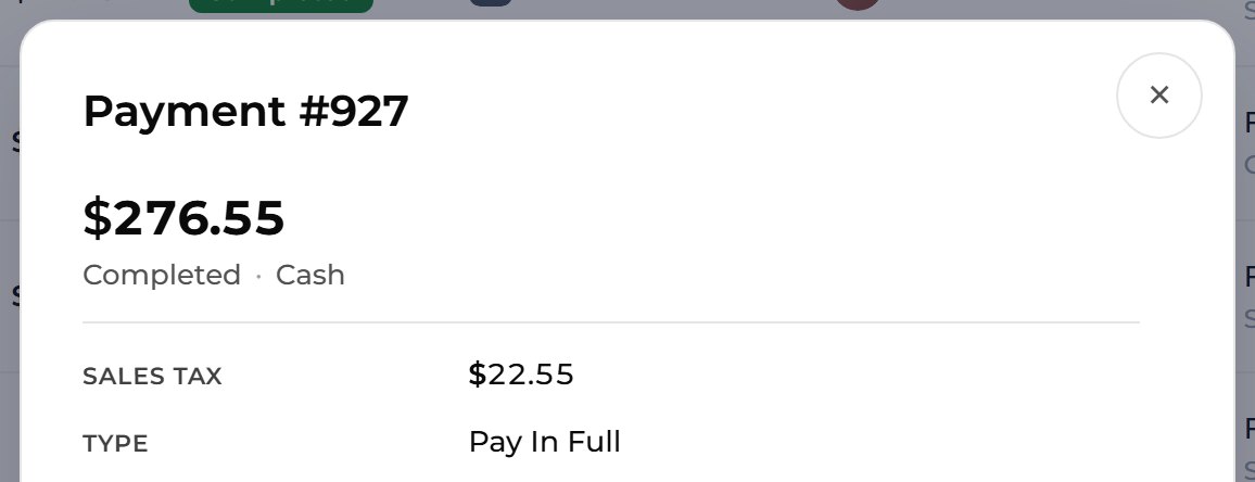 Read the top of the window that opens: the amount, Completed, and how it was paid.
