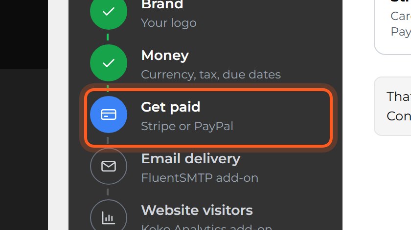 Get paid is marked in the list on the left.