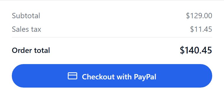She presses Checkout with PayPal. If you take cards through Stripe, the button says Checkout with Card.