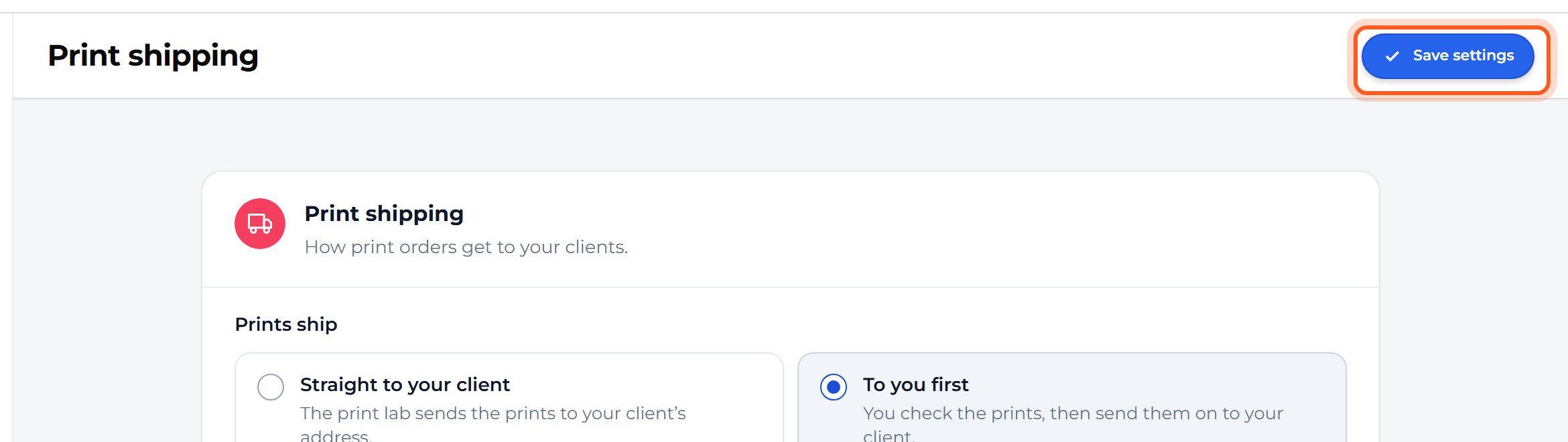 Press Save settings at the top right.