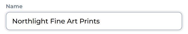 Type a name under Name, such as Northlight Fine Art Prints.
