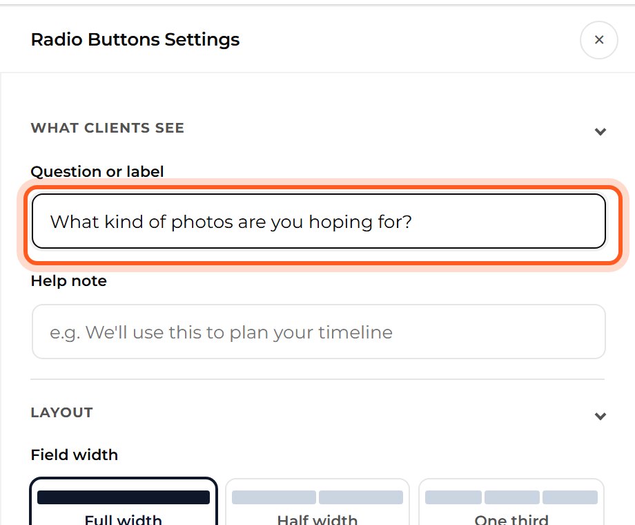 Type the question, such as What kind of photos are you hoping for?